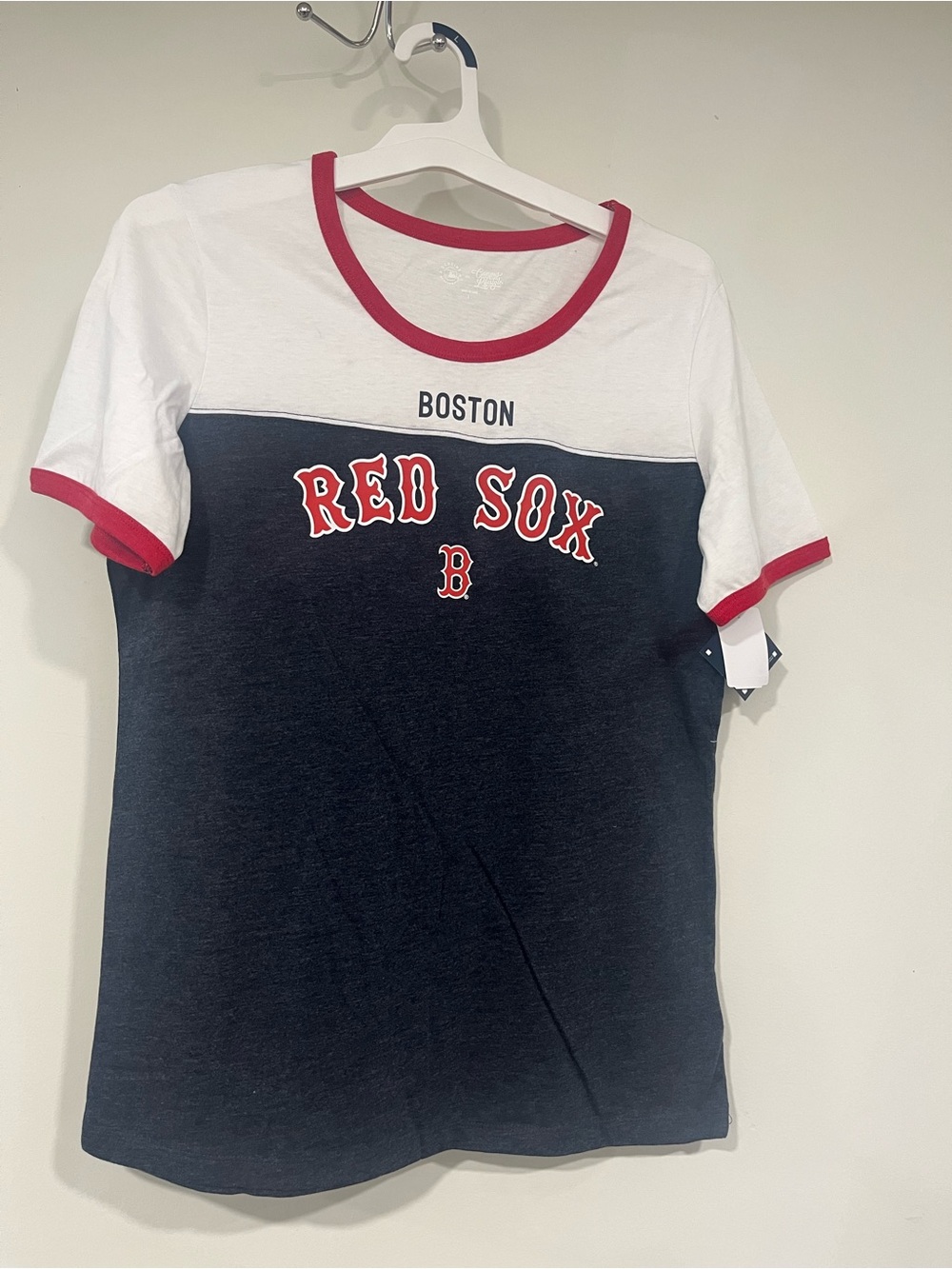 Boston Red Sox Colorblock Tee - White, Navy & Red Trim